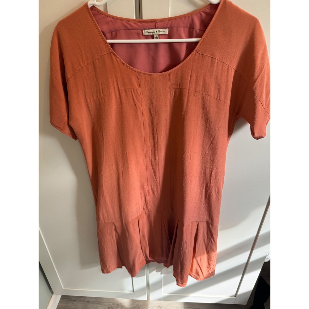 Broadway & Broome Silk Drop Waist Pleated Hem‎ Mini Dress Coral Orange Size 0